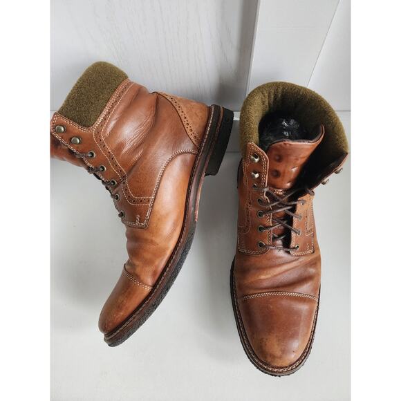 Johnston & Murphy Men’s SZ‎ 10 Forrester Cap Toe Boot Tan Calfskin 27-1776 main image 11